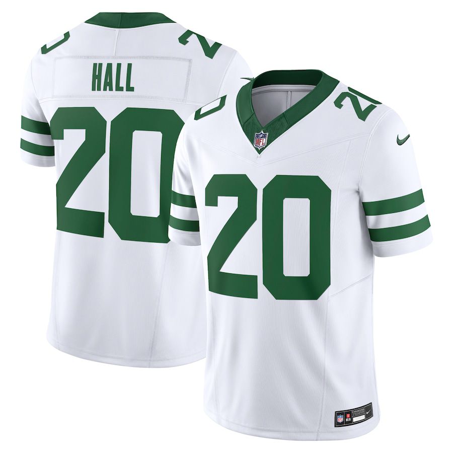 Men New York Jets #20 Breece Hall Nike Legacy White Vapor F.U.S.E. Limited NFL Jersey->->NFL Jersey